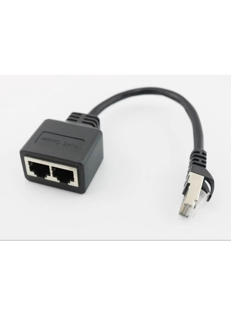 RJ45 CAT6/5 1 Male to 2 Female Port Socket LAN Ethernet Network Splitter Coupler Adapter Cable Cord 20cm - Image 1